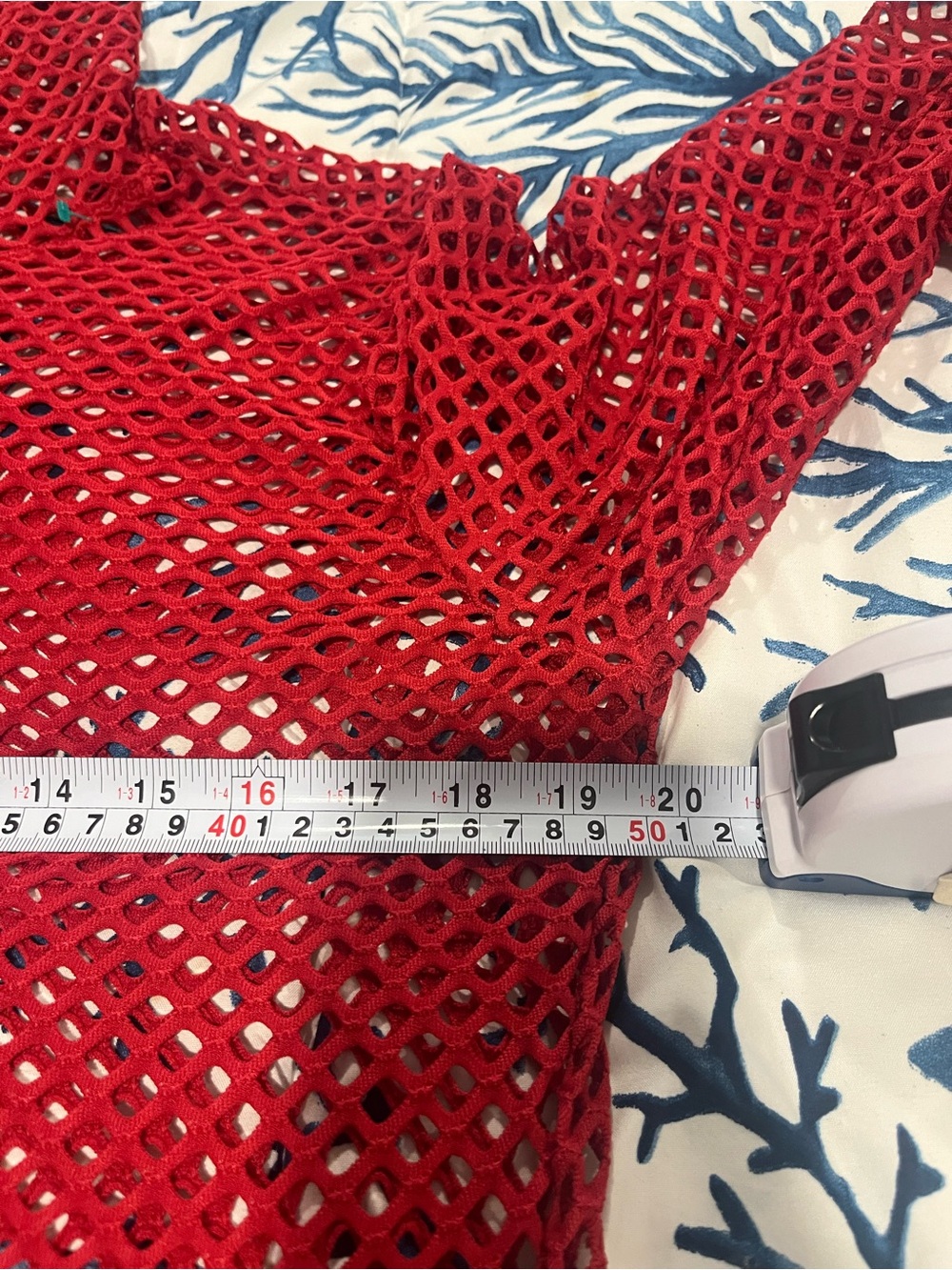 Red Mesh Long-Sleeve Swim Coverup - Picture 4 of 4